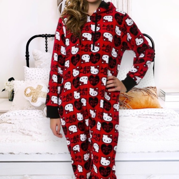 Hello Kitty Red Tokyo Pop Onesie RARE PRINT - Size Large - Picture 1 of 7